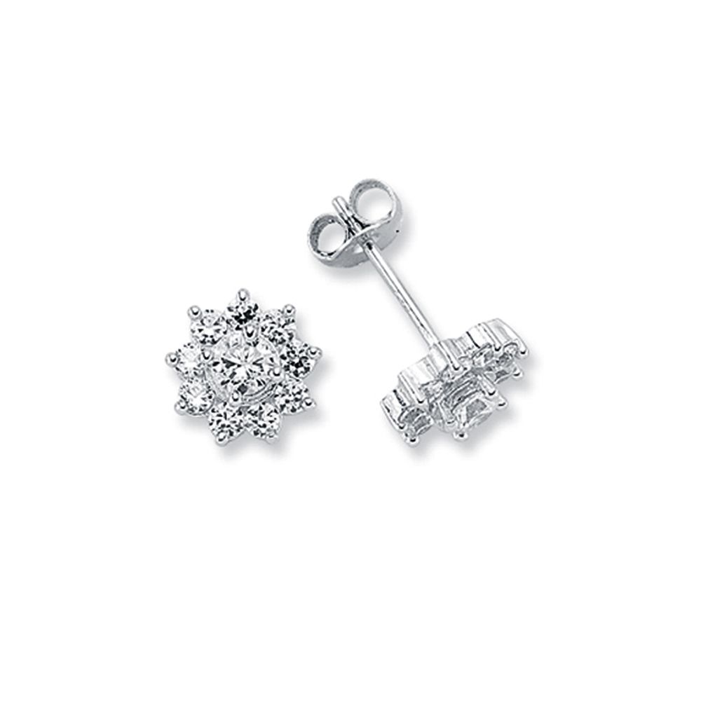 cubic zirconia 10x1 cluster stud earrings