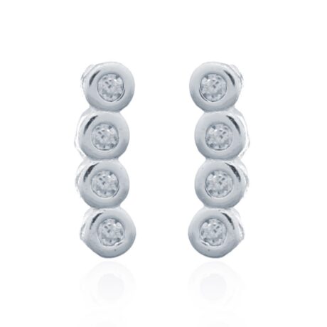 sterling silver cubic zirconia 4-stone bubble bezel stud earrings