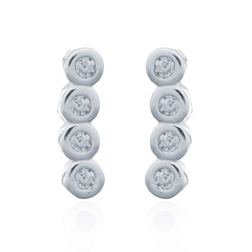 sterling silver cubic zirconia 4-stone bubble bezel stud earrings