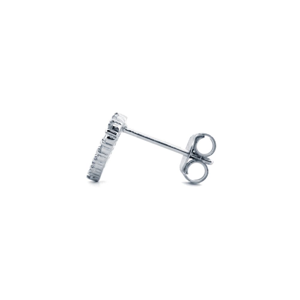 Sterling Silver CZ Open Heart Halo Stud Earrings - Image 2