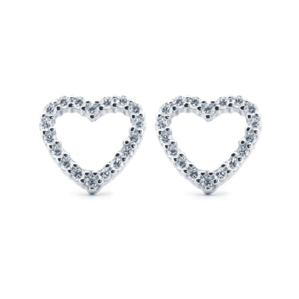 sterling silver cubic zirconia open heart halo stud earrings