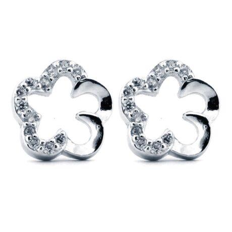 cubic zirconia clover stud earrings