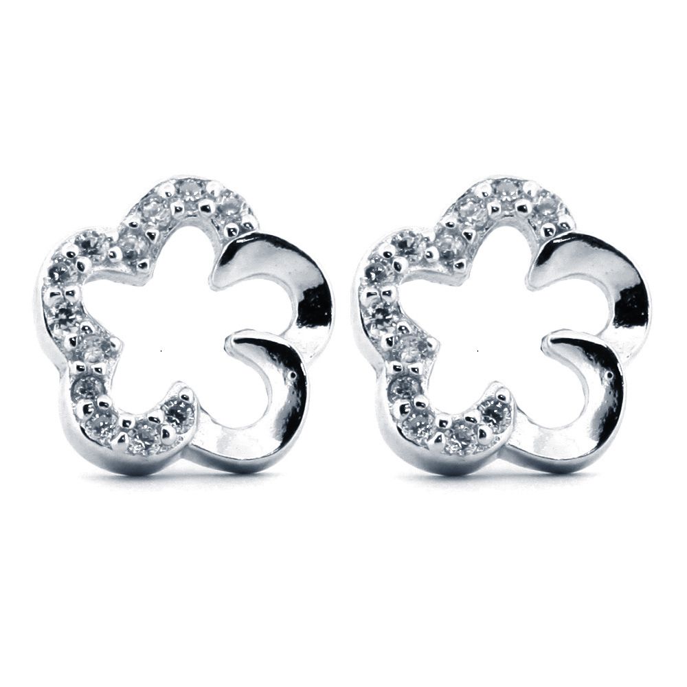 cubic zirconia clover stud earrings