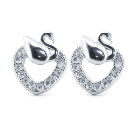 cubic zirconia heart stud earrings