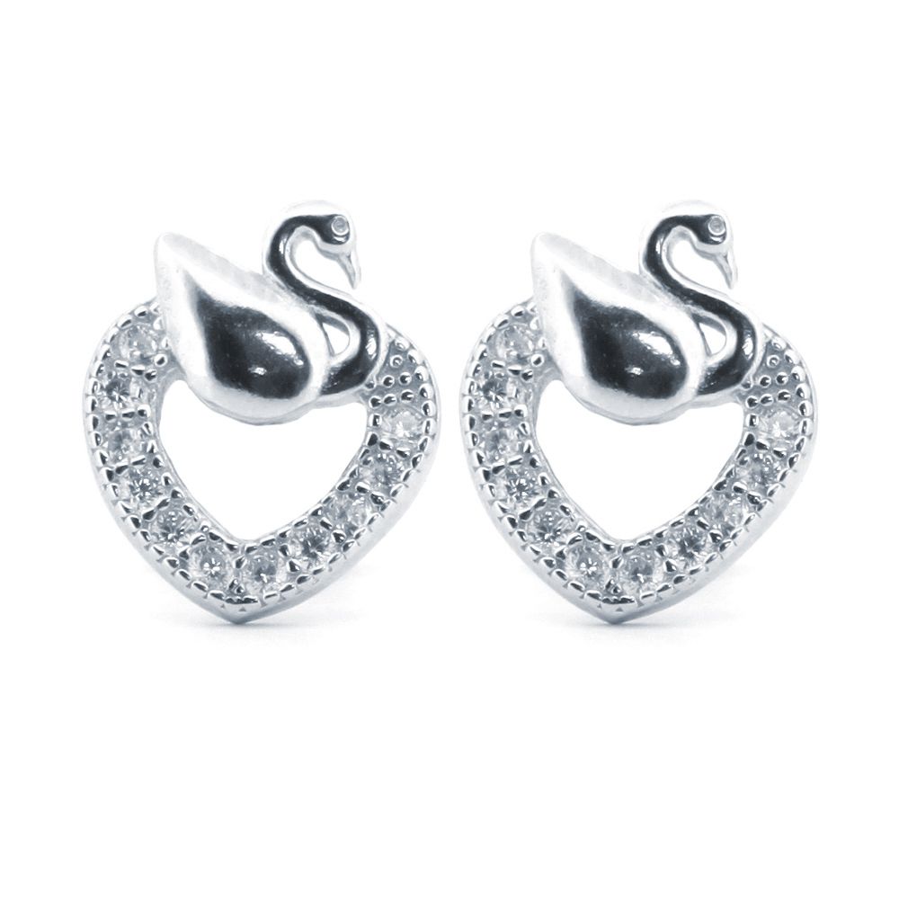 cubic zirconia heart stud earrings