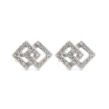 cz interlocking squares stud earrings