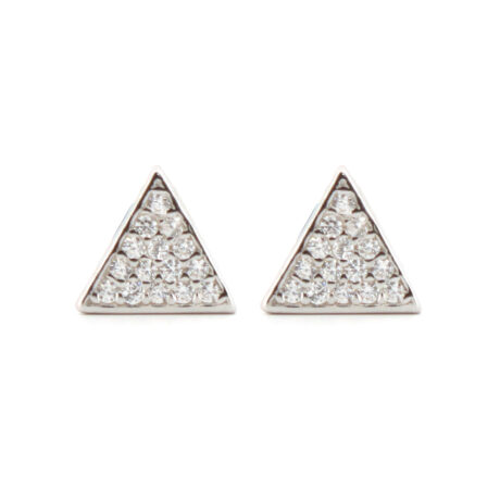 sterling silver cubic zirconia snooker ball triangle stud earrings
