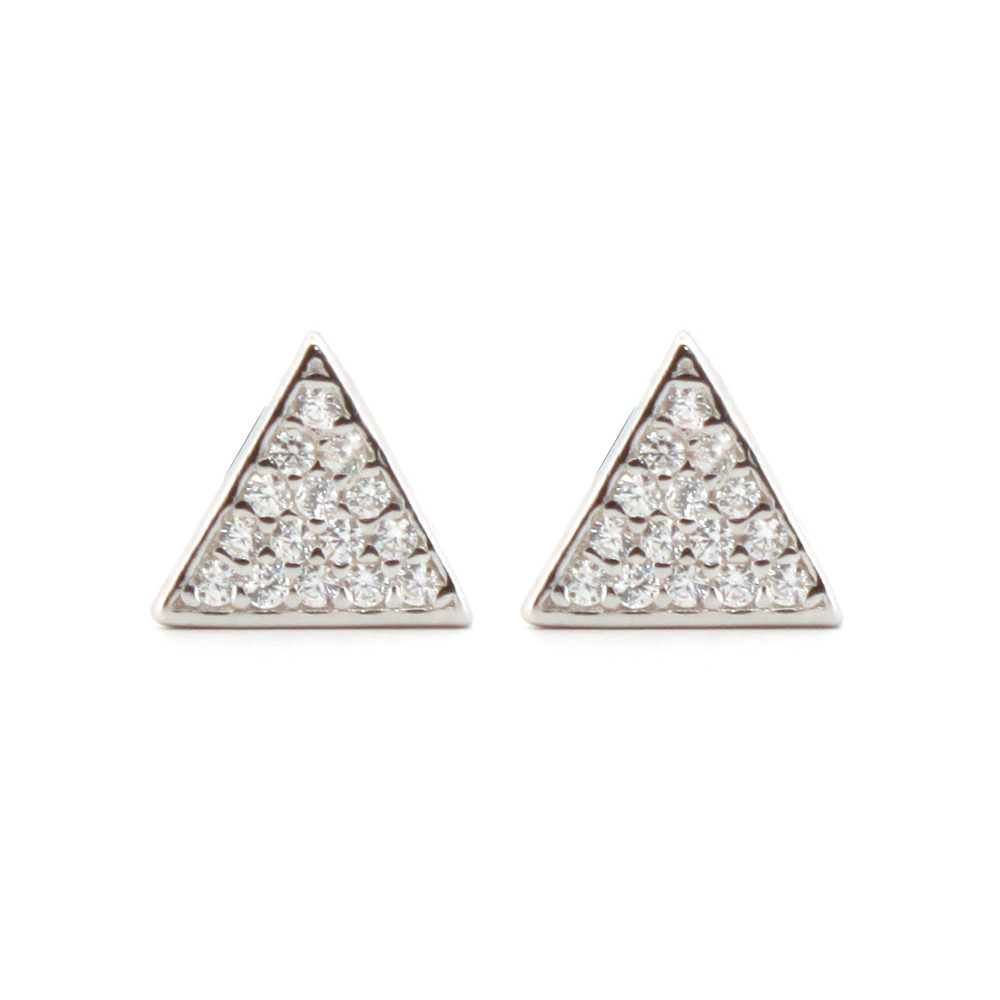 sterling silver cubic zirconia snooker ball triangle stud earrings