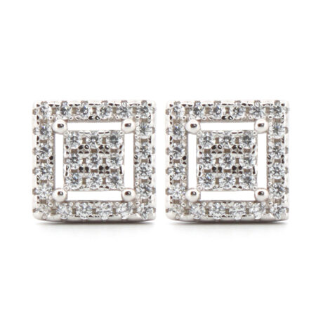 cz double-square stud earrings