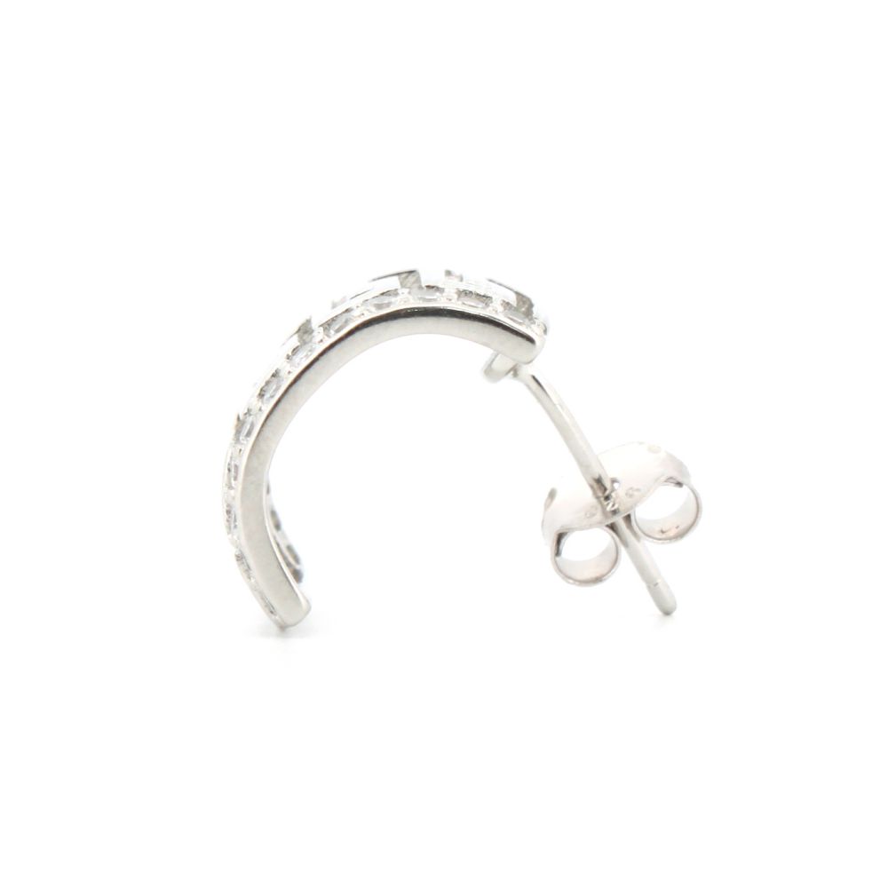 cz greek key semi-hoop stud earrings alternate view 1