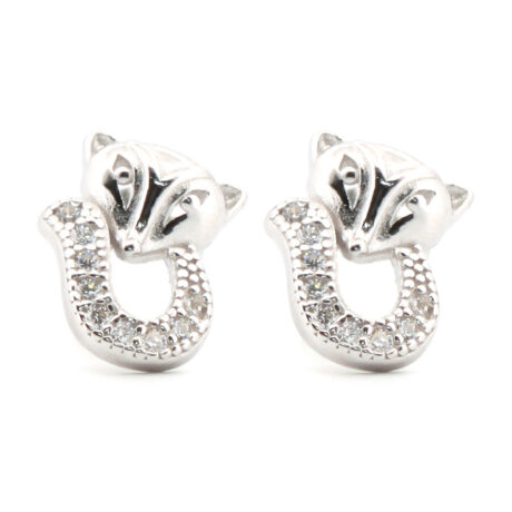 cubic zirconia cat stud earrings