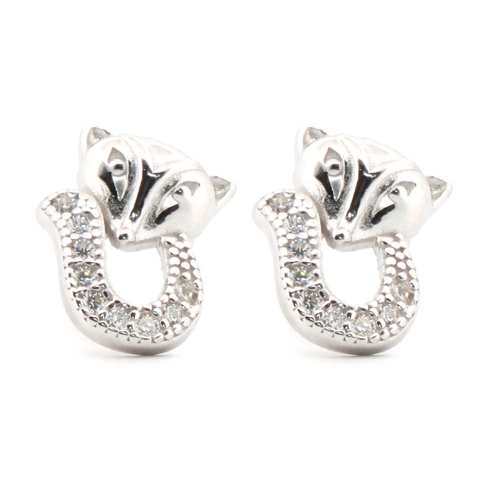 cubic zirconia cat stud earrings