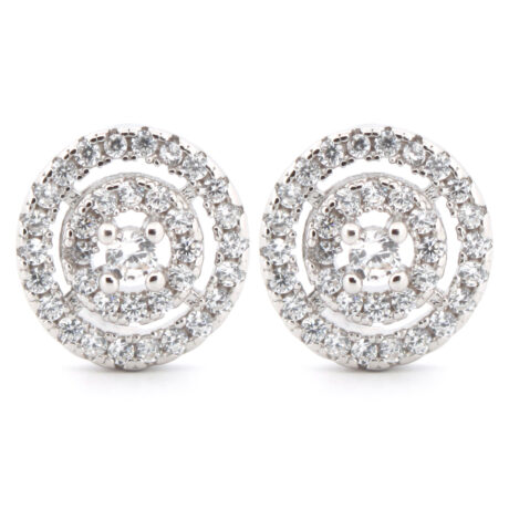 cz double-halo dartboard stud earrings