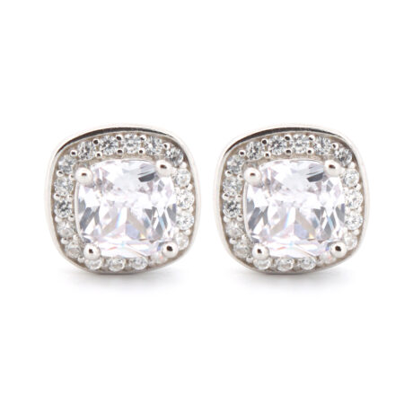 cushion cubic zirconia halo stud earrings