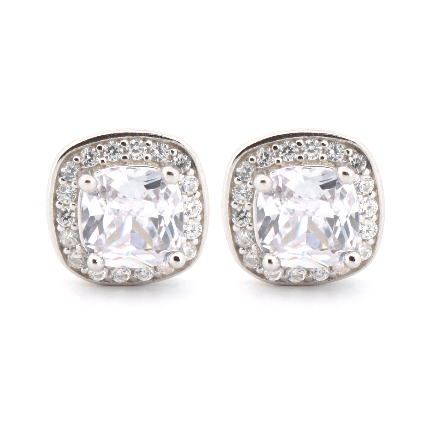 cushion cubic zirconia halo stud earrings