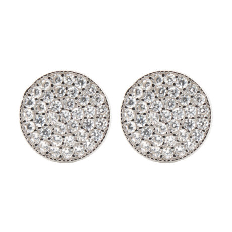 cz flat disc stud earrings