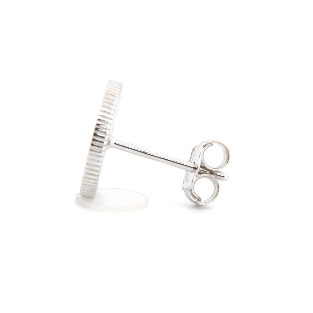 cz flat disc stud earrings alternate view 1