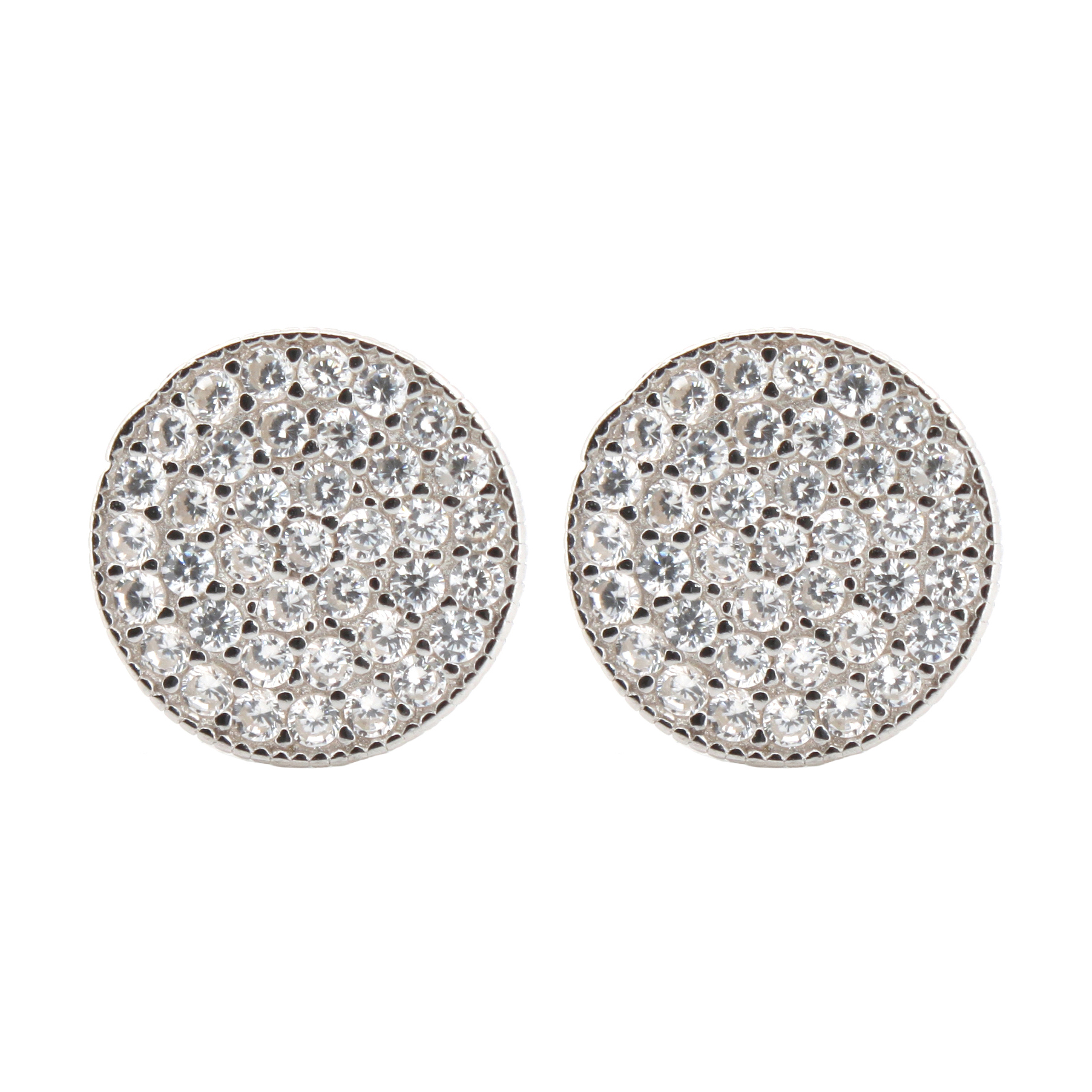 cz flat disc stud earrings