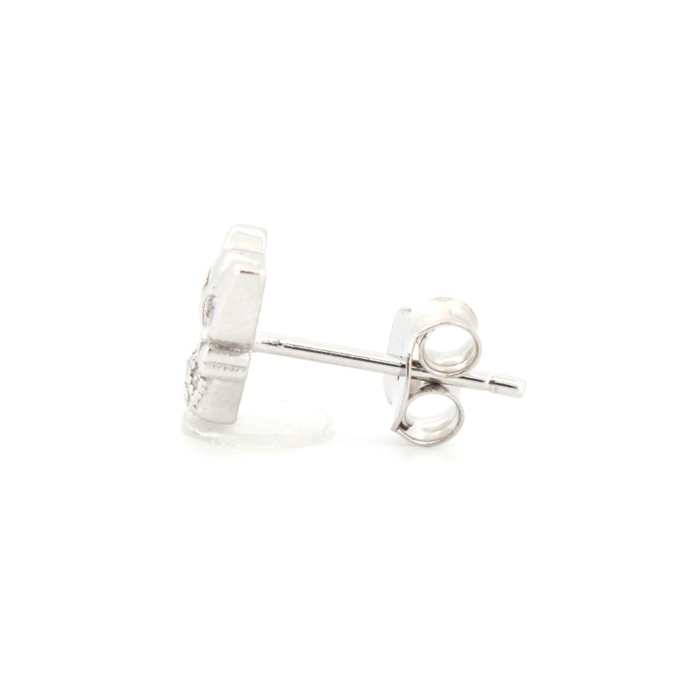 Sterling Silver CZ Cat Bow-Tie Stud Earrings - Image 2