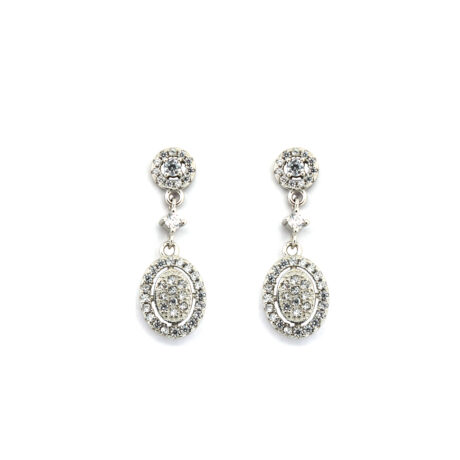 rhodium-plated cubic zirconia drop earrings – 26.7mm