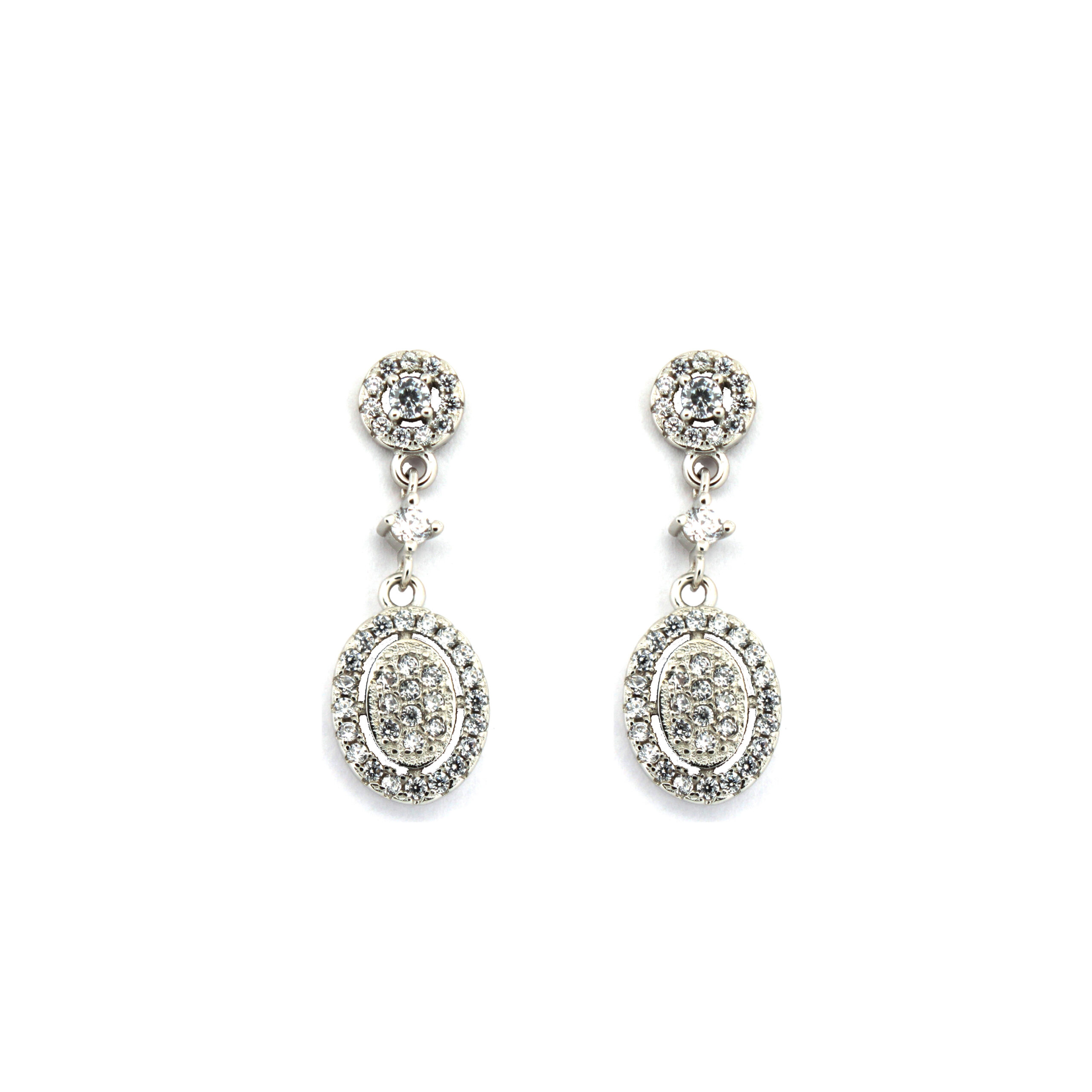 rhodium-plated cubic zirconia drop earrings – 26.7mm
