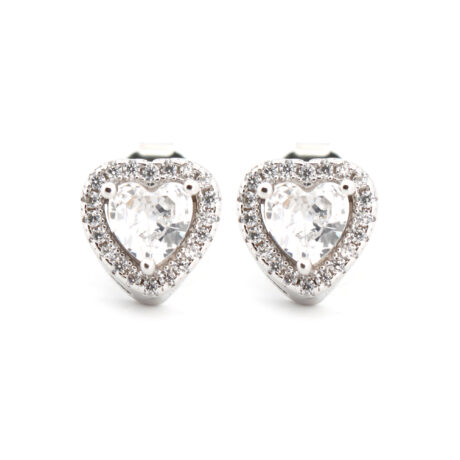 heart cubic zirconia halo stud earrings