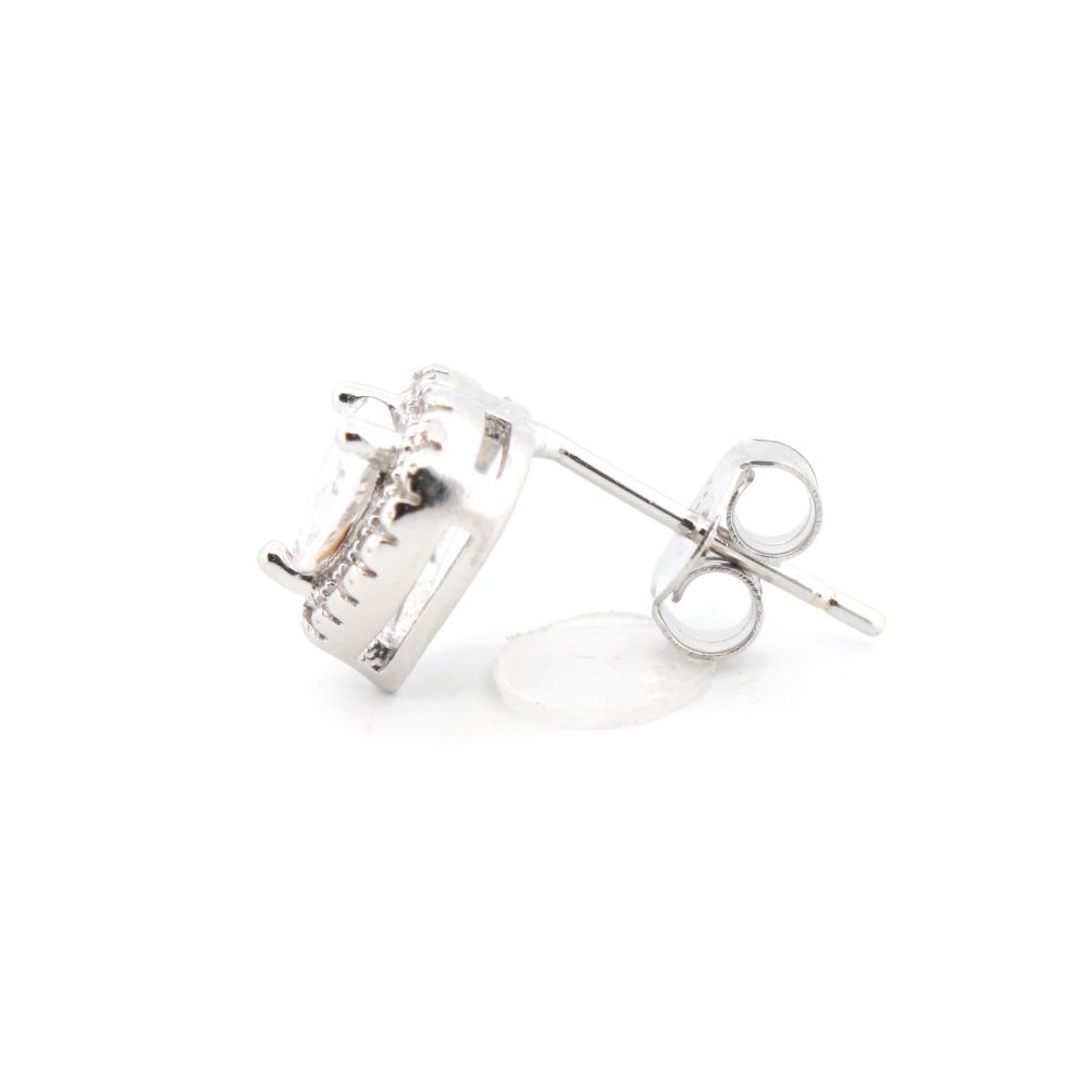 heart cubic zirconia halo stud earrings alternate view 1