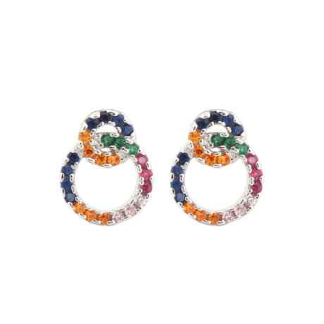rainbow cubic zirconia interlocking halo stud earrings