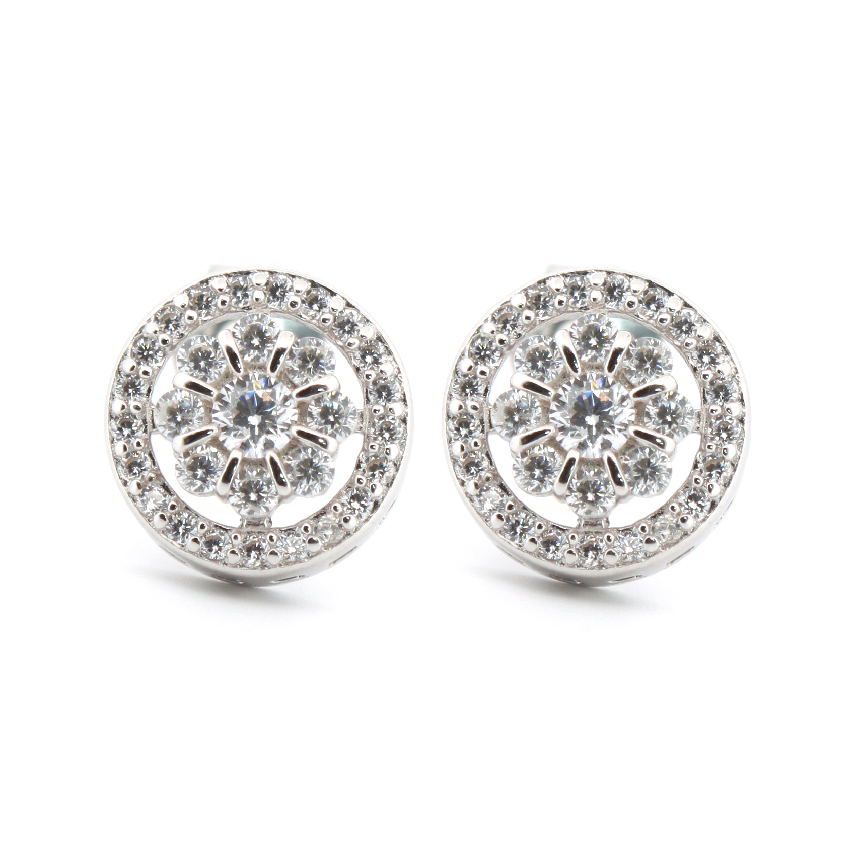 cz daisy cluster stud earrings