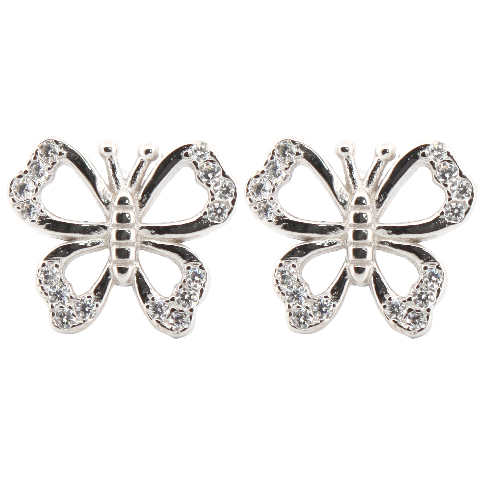 cz majestic butterfly stud earrings
