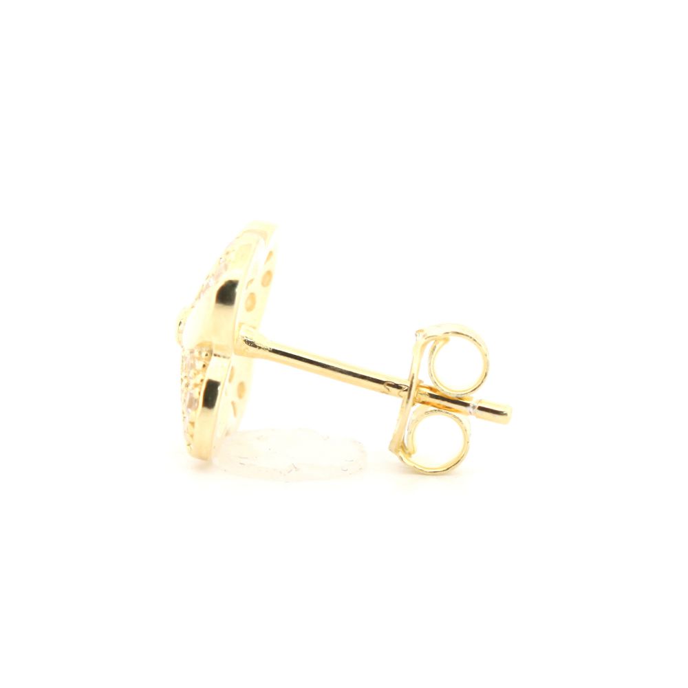 gold-plated cubic zirconia quatrefoil stud earrings alternate view 1