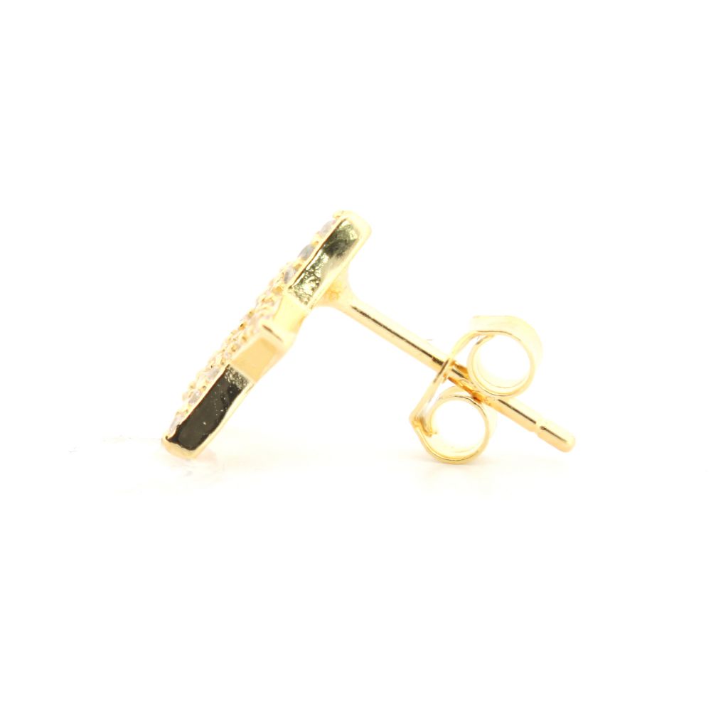 gold-plated cubic zirconia sparkling star stud earrings alternate view 1
