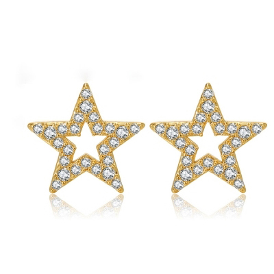 gold-plated cubic zirconia sparkling star stud earrings