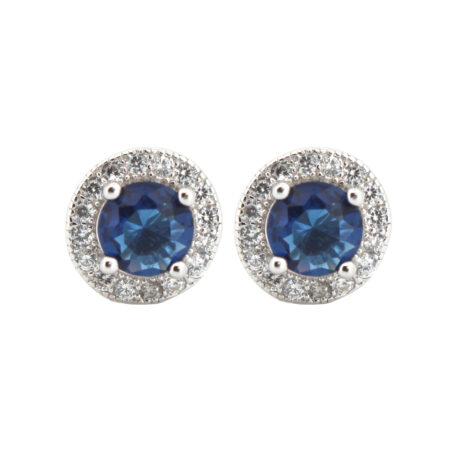 Sterling Silver Rhodium Halo Stud Earrings CZ – AES219B