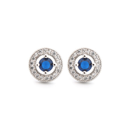 Sterling Silver Rhodium Halo Stud Earrings CZ – AES221B