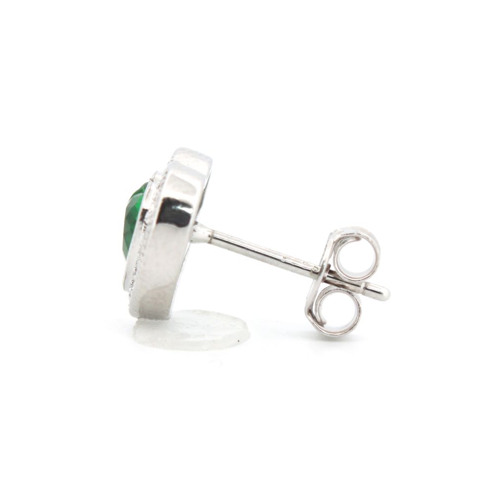 Sterling Silver Rhodium Heart Shape Stud Earrings CZ - Image 3