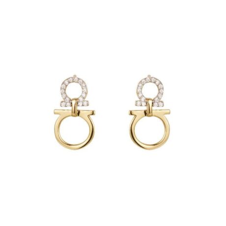 gold plated cubic zirconia equestrian hoops