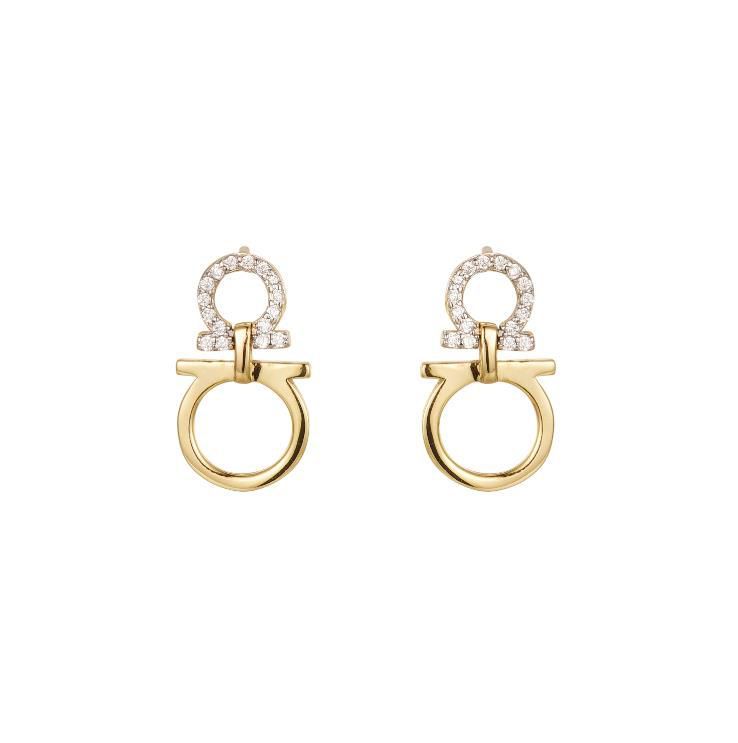 gold plated cubic zirconia equestrian hoops