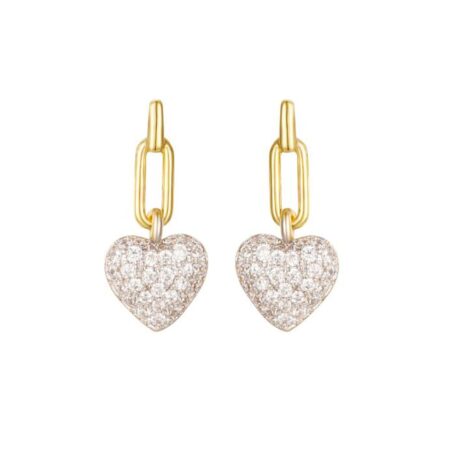 gold plated cubic zirconia heart drops
