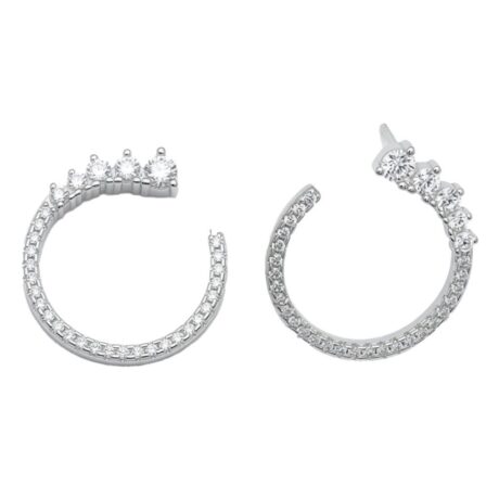 cubic zirconia crown hoop earrings