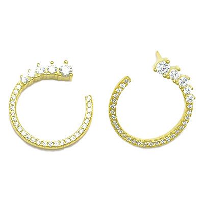gold plated cubic zirconia crown hoop earrings