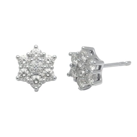 cubic zirconia star cluster stud earrings