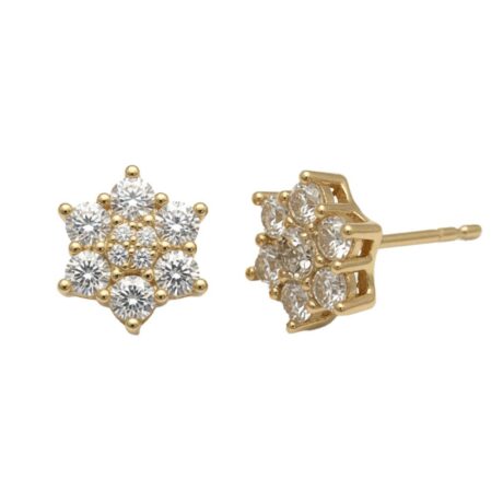 gold plated cubic zirconia star cluster stud earrings