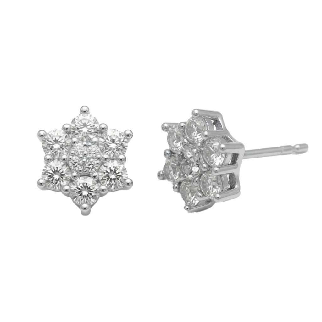 cubic zirconia star cluster stud earrings
