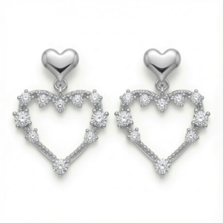 cubic zirconia heart drop earrings