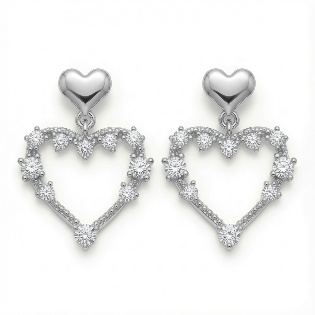cubic zirconia heart drop earrings