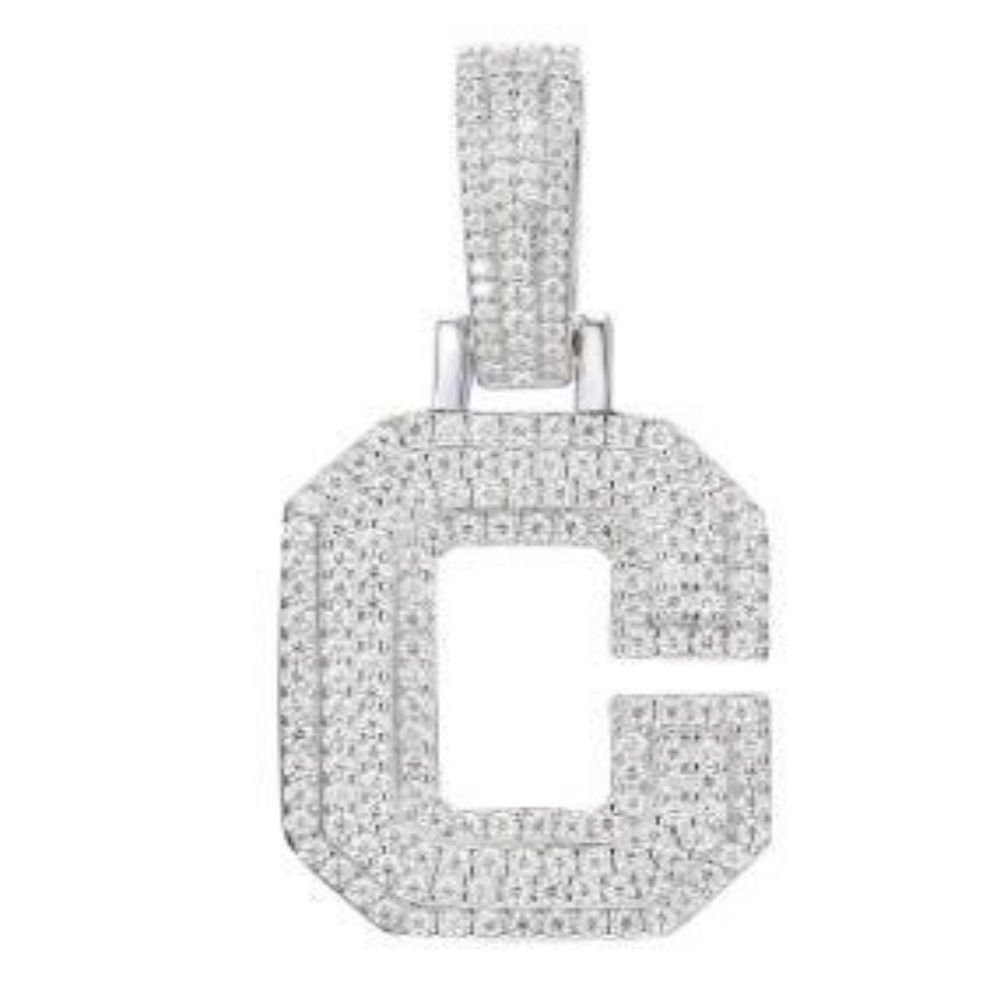 Sterling Silver CZ Initial C