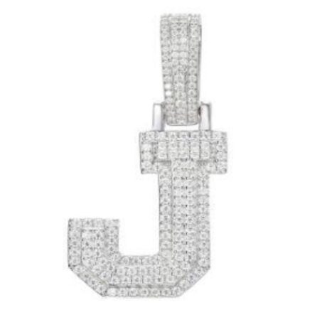 Sterling Silver CZ Initial J