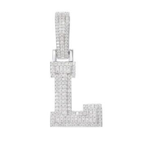 Sterling Silver CZ Initial L