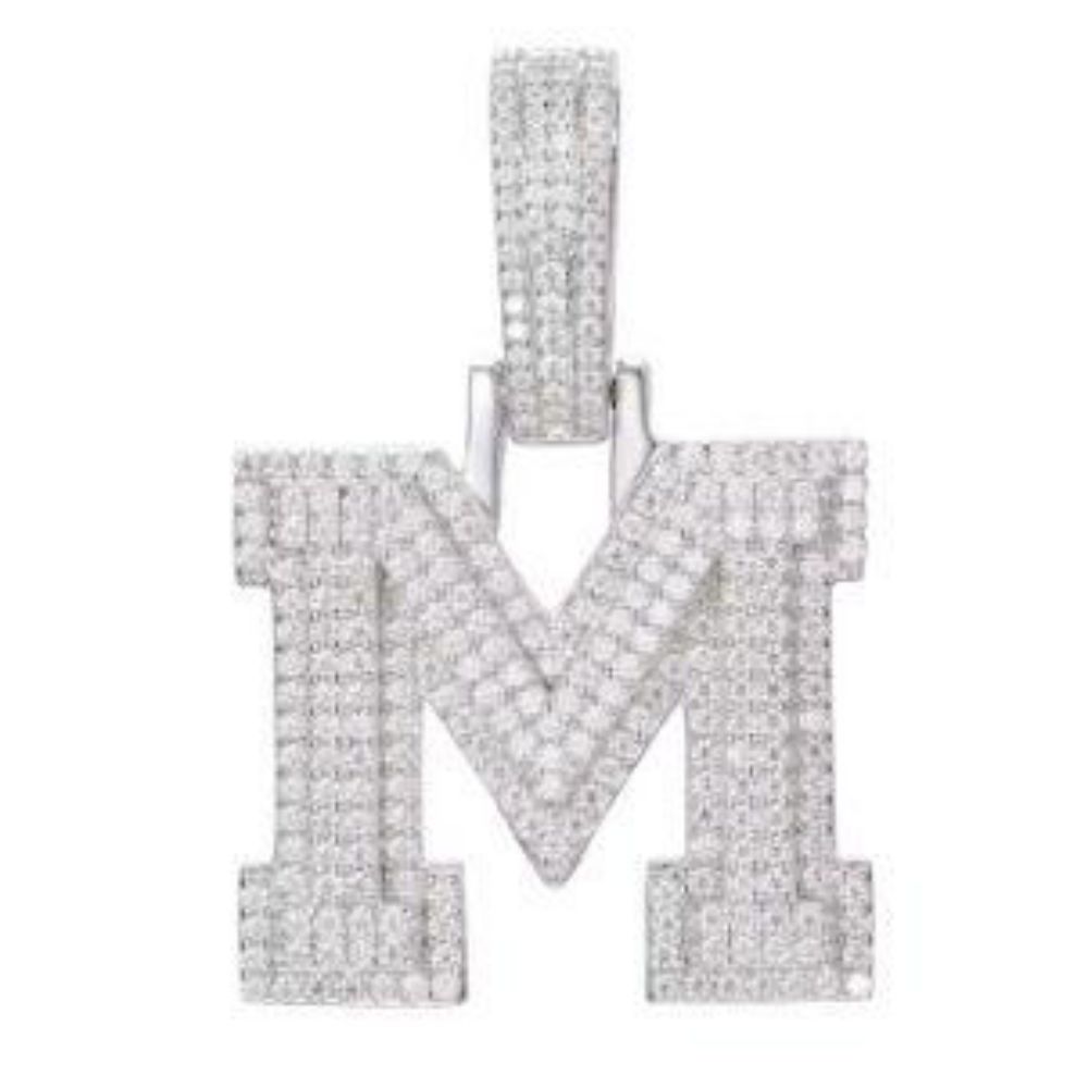 Sterling Silver CZ Initial M